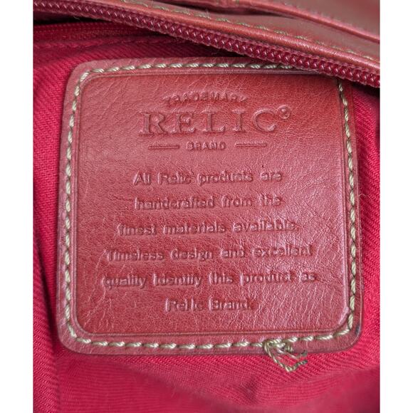 Relic Faux Leather Crossbody Bag Red Small Zip Top Adjustable Strap Minimalist - Picture 10 of 13